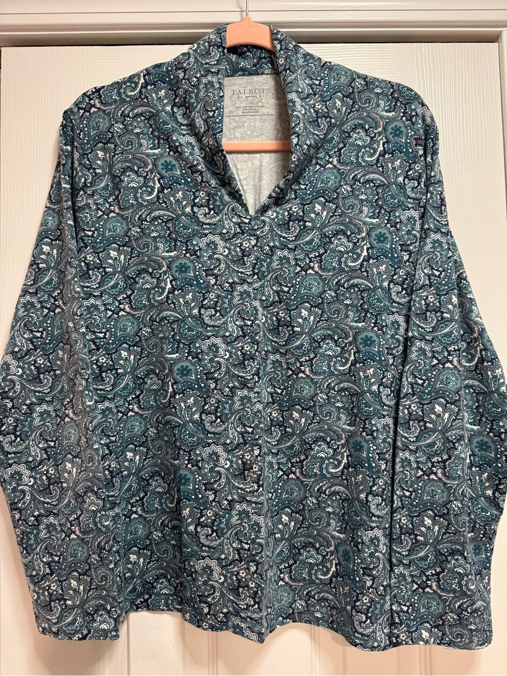 Talbots Teal and Navy Paisley Shirt